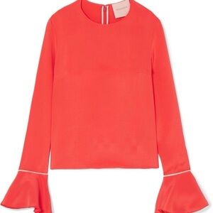 Roksanda Saba beautiful coral silk top with pretty sleeve details sz 12 US NWT